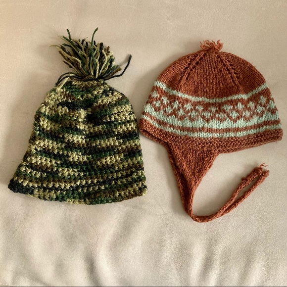 Bundle of Two Wool Blend Winter Knit Hats - Picture 2 of 7